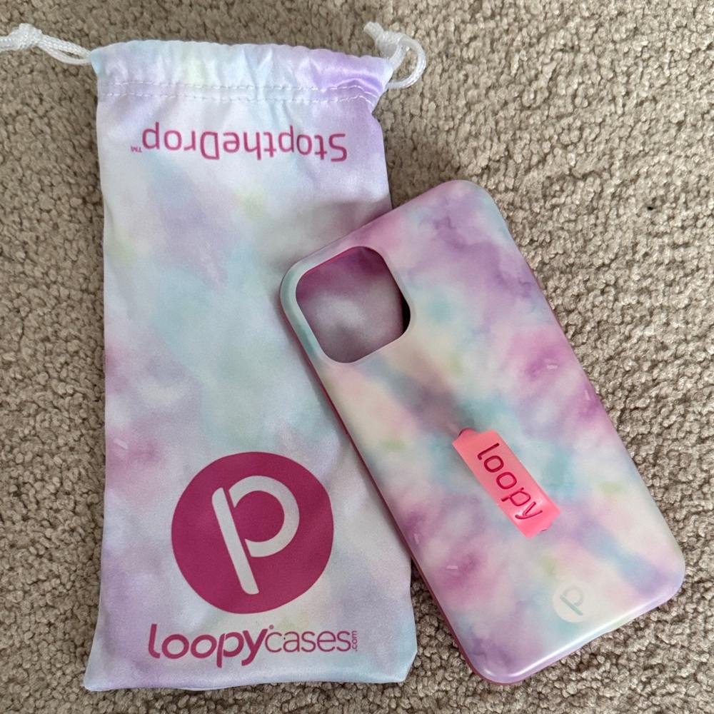 Loopy Case Tie-Dye Phone Case with Pink Loop- iPhone 12 Pro